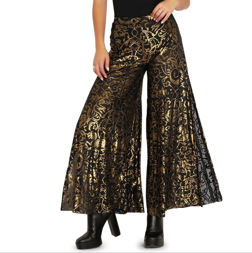 Blackmilk Burned Velvet Gothic GatesSheer Retro Pants Large